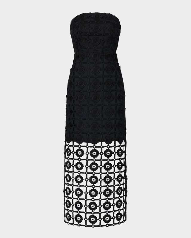 Kait Strapless Tile Lace Midi Dress